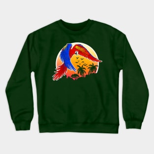 ara scarlet macaw sunset jungle Crewneck Sweatshirt